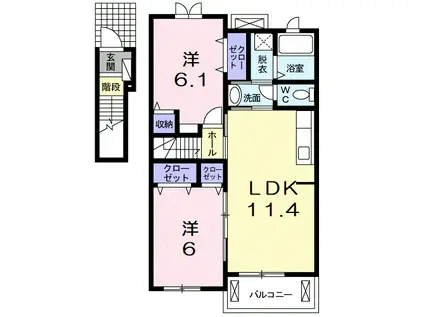 ファミリータイズIII(2LDK/2階)の間取り写真