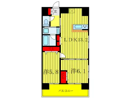 エーエス日暮里(2LDK/6階)の間取り写真