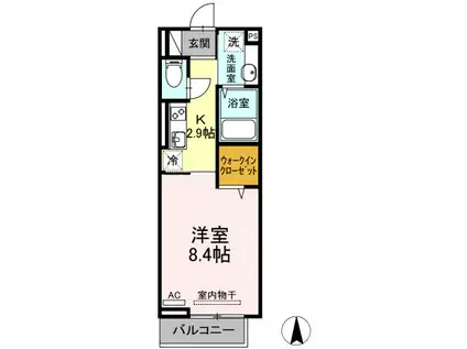 D-ROOM本町(1K/2階)の間取り写真