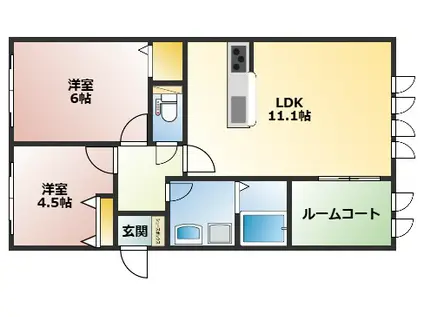 神戸市垂水区東垂水アパート(2LDK/2階)の間取り写真