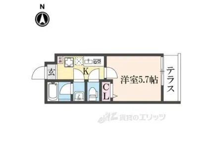 LA FITE KYOTO OIKEウエスト(1K/1階)の間取り写真