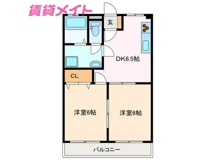 ベルディ和田(2DK/3階)の間取り写真