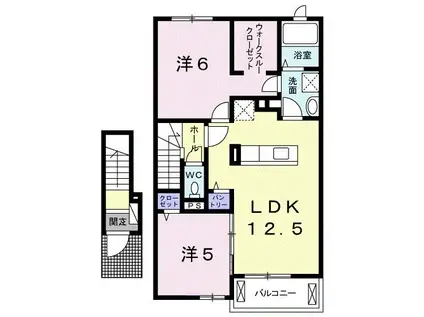 ルーベル春日F(2LDK/2階)の間取り写真