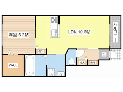 ラフィネ西今(1LDK/1階)の間取り写真