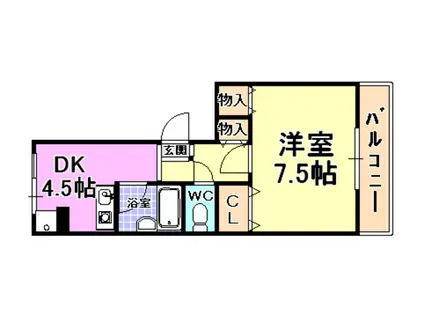 ベクヴェーム本山(1DK/5階)の間取り写真