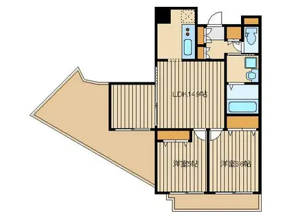 パーシモンフィールド(2LDK/9階)の間取り写真