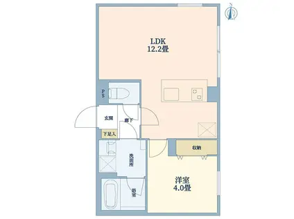 ウェルスクエア中野坂上(1LDK/4階)の間取り写真