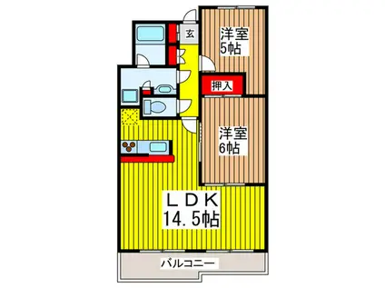 ウィステリア浦和(2LDK/6階)の間取り写真