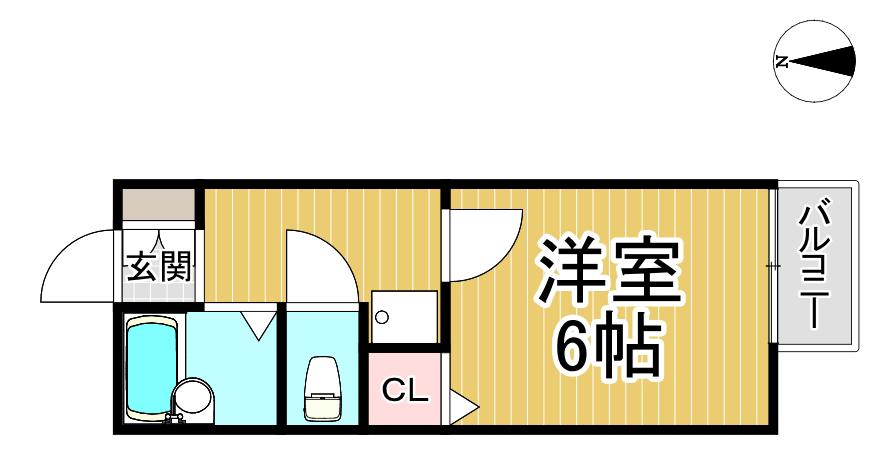 ラッキータウン2番館(1K/1階)の間取り写真