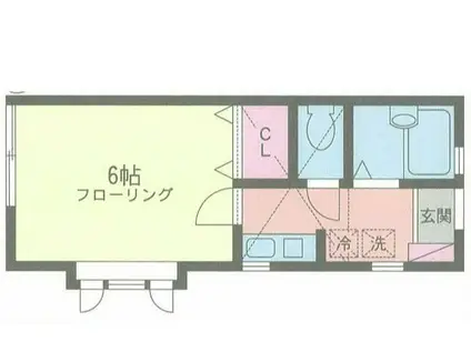 ピュアスプリング弘明寺(1K/1階)の間取り写真