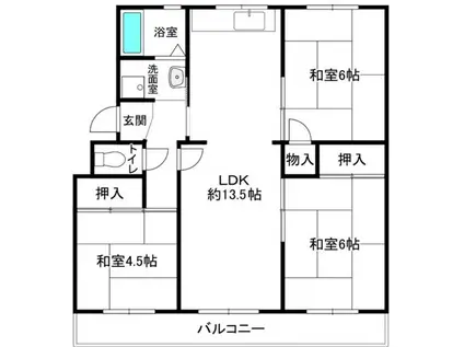名谷6団地23号棟(3LDK/3階)の間取り写真
