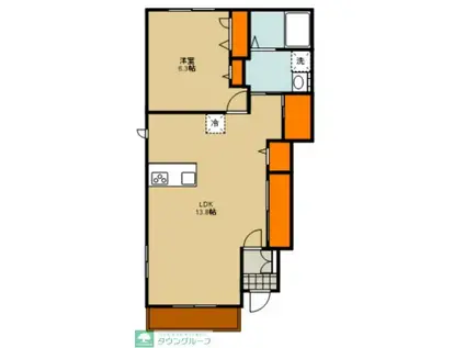 ネストガーデンウエスト(1LDK/1階)の間取り写真