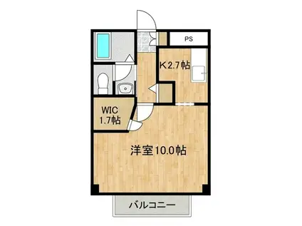 カリメリスヨメナS棟(1K/1階)の間取り写真