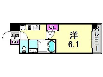 エステムコート三宮イーストIVザ・フロント(1K/10階)の間取り写真