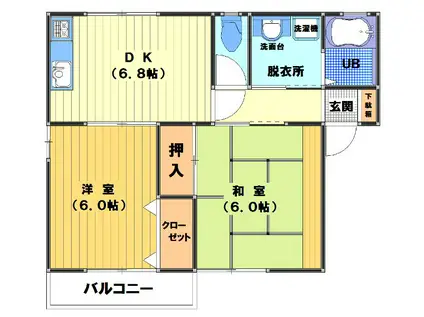 エクセル(2DK/1階)の間取り写真