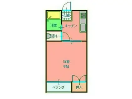 オリーブ(1DK/2階)の間取り写真