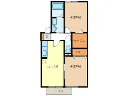 PLAIRE(2DK/2階)の間取り写真