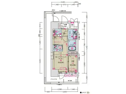 ソルテラスOSAKA千里丘駅前(1LDK/3階)の間取り写真