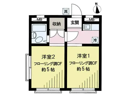 三景宮坂(2K/3階)の間取り写真