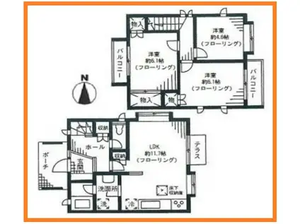ヴェルドミール梶ヶ谷(3LDK/1階)の間取り写真