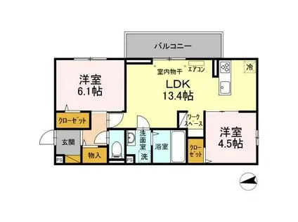 プランドールC(2LDK/2階)の間取り写真