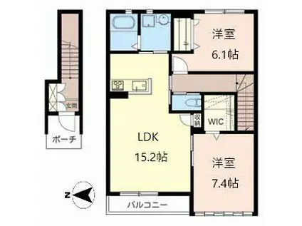 アシスト木津A棟・B棟(2LDK/2階)の間取り写真