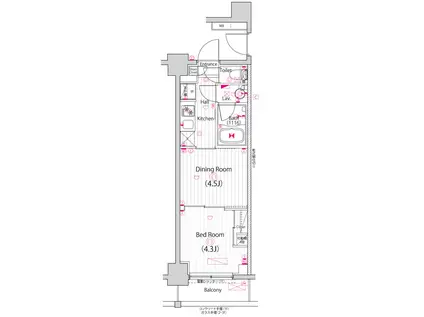 ガーラ・パークサイド亀戸(1DK/3階)の間取り写真