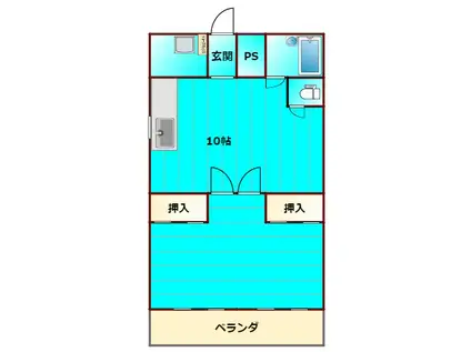 シティハイツ沖浜(1LDK/2階)の間取り写真