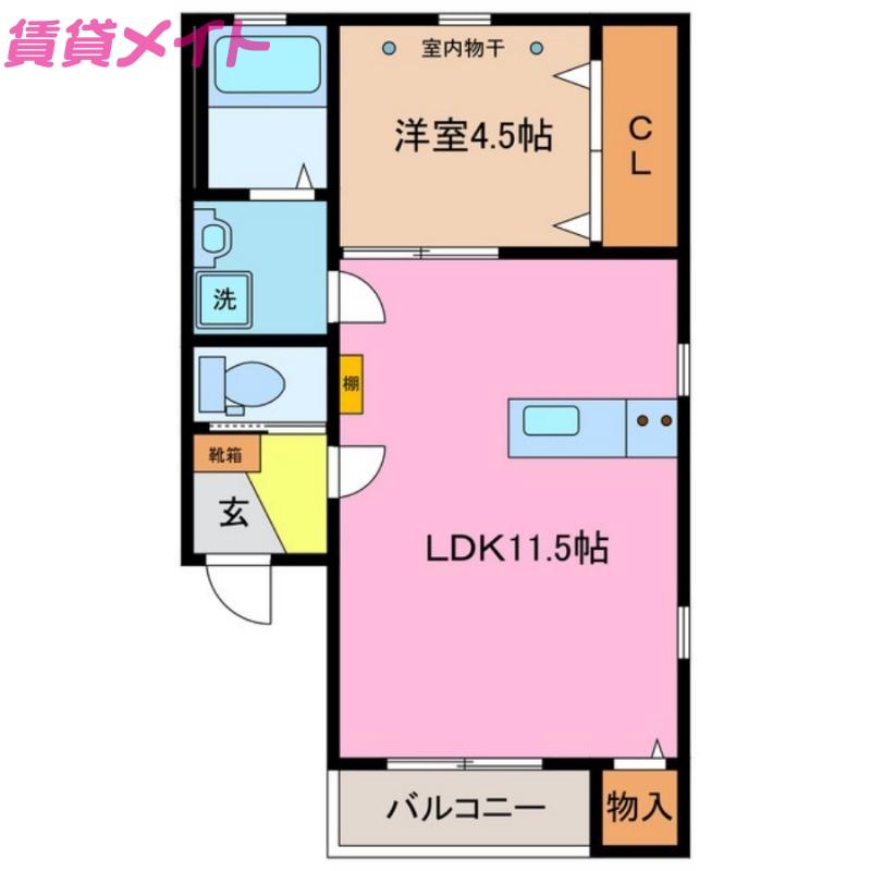 アガパンサス東員(1LDK/3階)の間取り写真