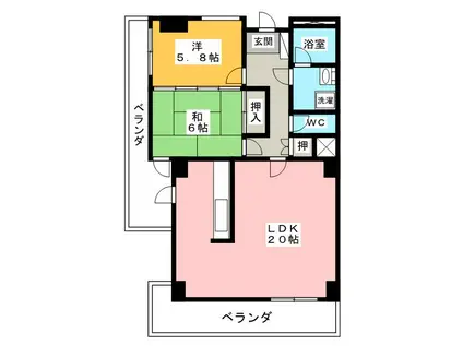 中央タワーズ RIHO大垣(2LDK/8階)の間取り写真