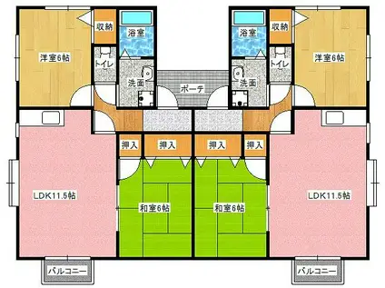 九州ホーム98(2LDK/2階)の間取り写真