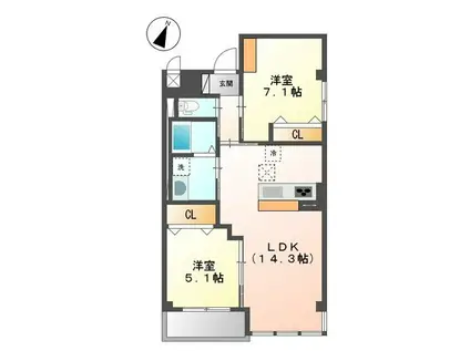 おおたかの森UNIVALY S(2LDK/3階)の間取り写真