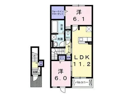 グラン コンフリエ(2LDK/2階)の間取り写真