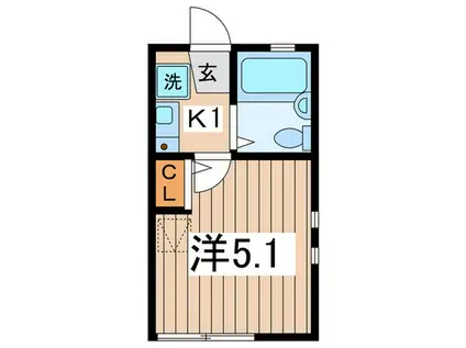 G・Aヒルズ西谷(1K/1階)の間取り写真