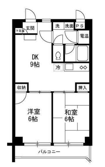 滝野川フラワーハイツ(2DK/5階)の間取り写真