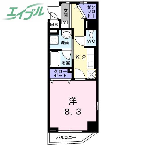 ラフィネ医大東(1K/3階)の間取り写真