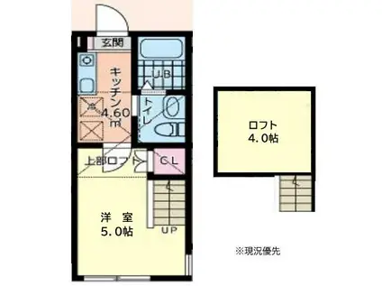 グッドフィールド相模大野(1K/1階)の間取り写真