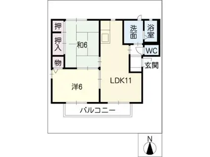 ディアス井戸田II(2LDK/1階)の間取り写真