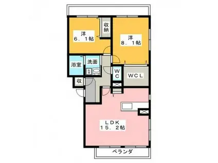 フェリカ天神川(2LDK/1階)の間取り写真