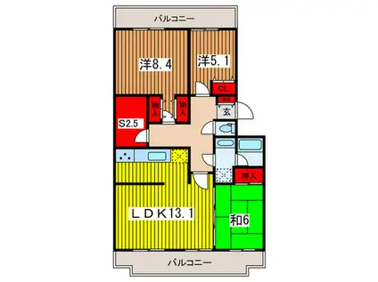レジデンス浦和(3SLDK/4階)の間取り写真
