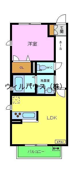 グリシーヌなかもず(1LDK/2階)の間取り写真