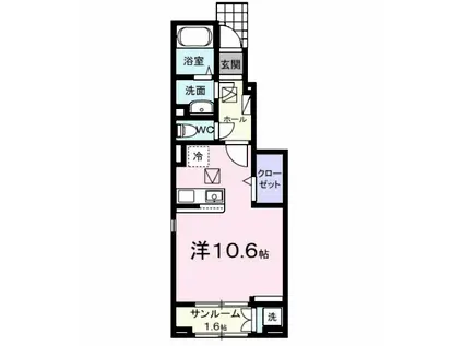 WISTERIA VIII(ワンルーム/1階)の間取り写真