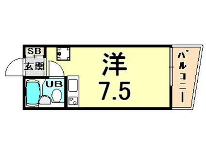 ボヌール里中(ワンルーム/2階)の間取り写真
