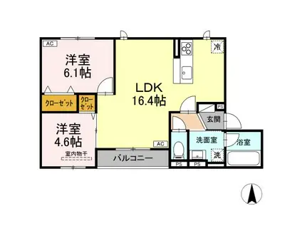 ラフィネ西桜町(2LDK/3階)の間取り写真
