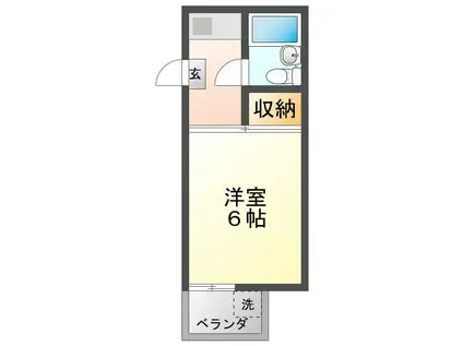 市隆ハイツ立花(1K/5階)の間取り写真