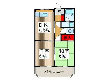 ビーブラウン812(2DK/2階)の間取り写真
