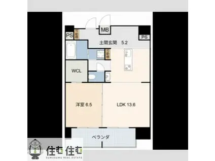 豊田駅前ビル(1LDK/12階)の間取り写真
