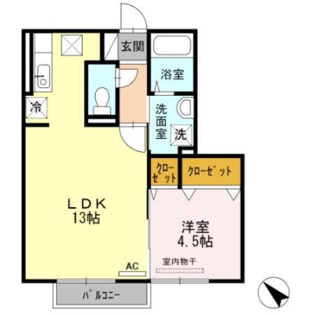 サンモールスクエア(1LDK/1階)の間取り写真