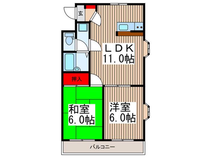 グランシャリオ(2LDK/3階)の間取り写真