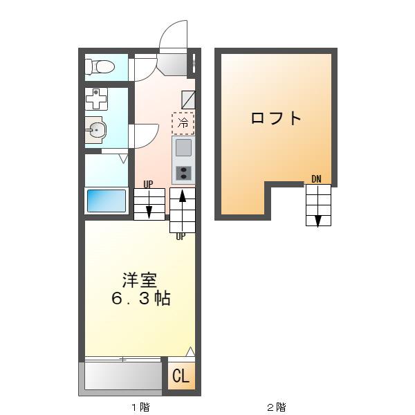 KS GARDEN栄生(1K/1階)の間取り写真